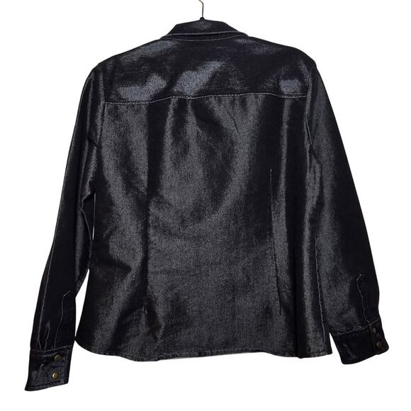 Vintage NY Jeans New York & Company Black Iridescent Jacket Shacket Women's XL - Picture 3 of 10